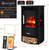 KESSER® Prio Elektrokamin mit Heizung & Fernbedienung, 950/1900W, Realistischer LED-Flammeneffekt, 3-Seiten-Panoramafenster, Thermostat & Timer, Standkamin