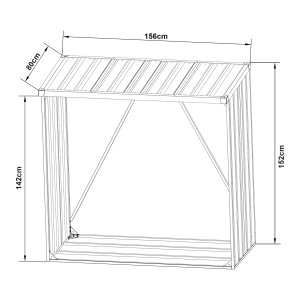 Holzregal für den Außenbereich aus verzinktem Stahl, 156 × 80 × 152 cm, anthrazitgrau